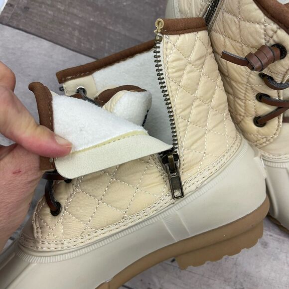 Nautica Dorsay Duck Boots Warm Quilted Rubber Snow Boot Womens Size 9 Ivory - Picture 9 of 10